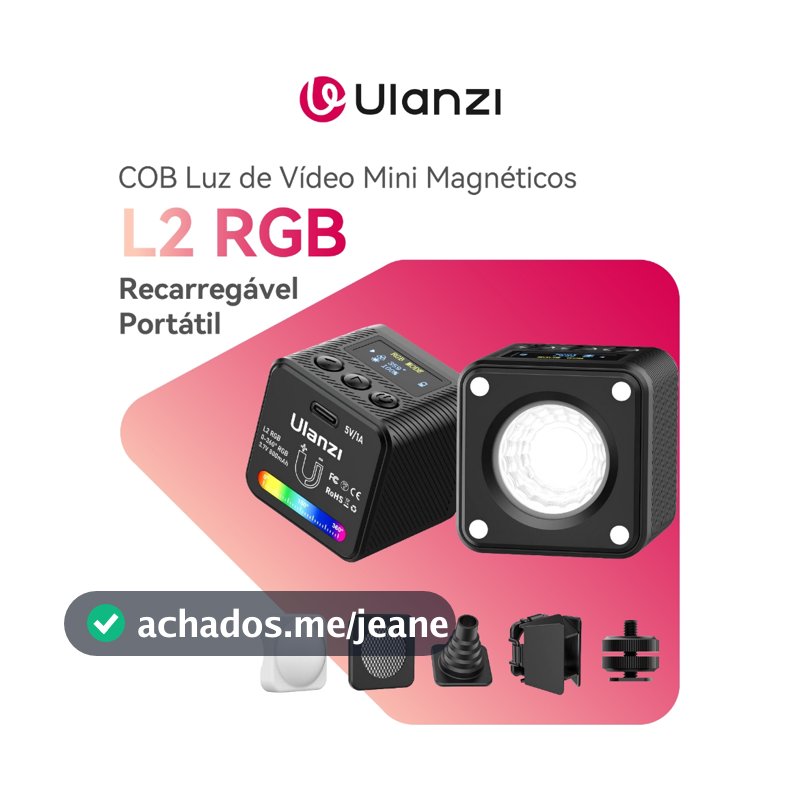 ULANZI L2 RGB COB Luz de vídeo mini OLED 360° Iluminação de Vídeo Portátil Magnéticos Recarregável