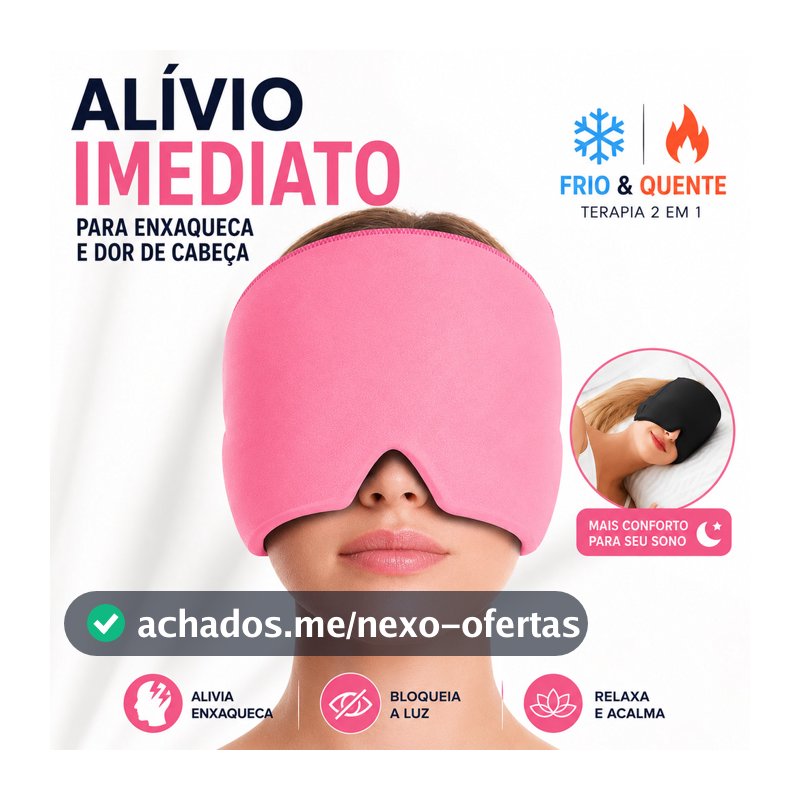Touca Para Enxaqueca Gel Frio Quente Máscara Anti Luz Alívio Imediato Dor de Cabeça e Insônia