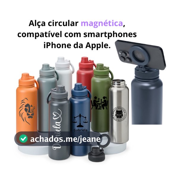 Garrafa Termica 1,2 Litros Personalizado seu Nome Logo ou Sua Marca e Alça circular magnética