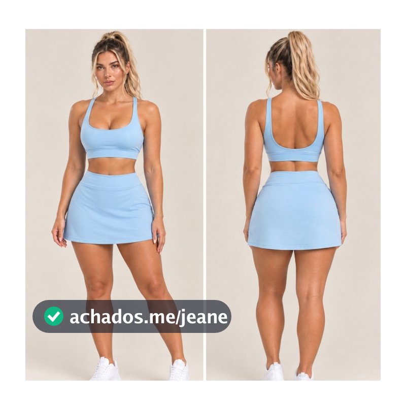 Conjunto Top Short Saia  Todo Forrado Zero Trasparencia Tecido Leve Ideai Para Seu Treino Tamanhos  P M G GG