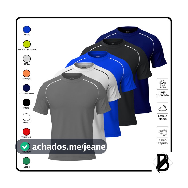 Kit 5 Camisetas DryFitnes Masculina  Casual Treino  Academia  Esportes  Exercícios  Corrida