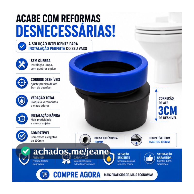 Bolsa Excêntrica Deslocamento Adaptador Vaso Sanitário Anel Vedação