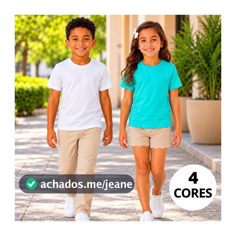 Camiseta Infantil Menino Menina 100% Algodão Manga Curta Básica Lisa
