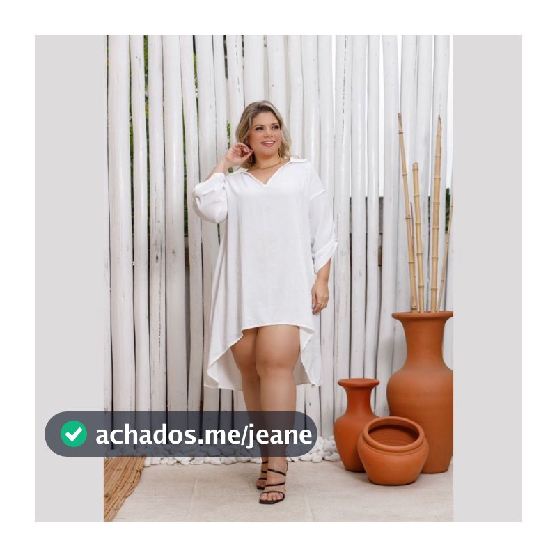 Vestido Chamise Manga 3/4 Gola Polo Plus Size