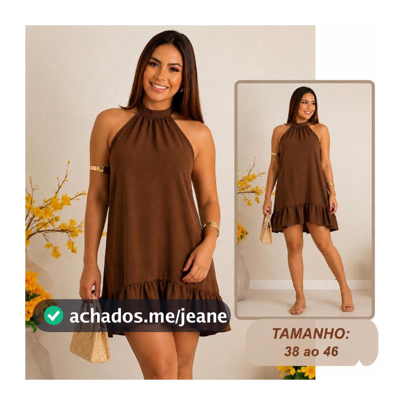 Vestido Curto Feminino Crepe Duna Soltinho Gola Alta Casual e Confortável