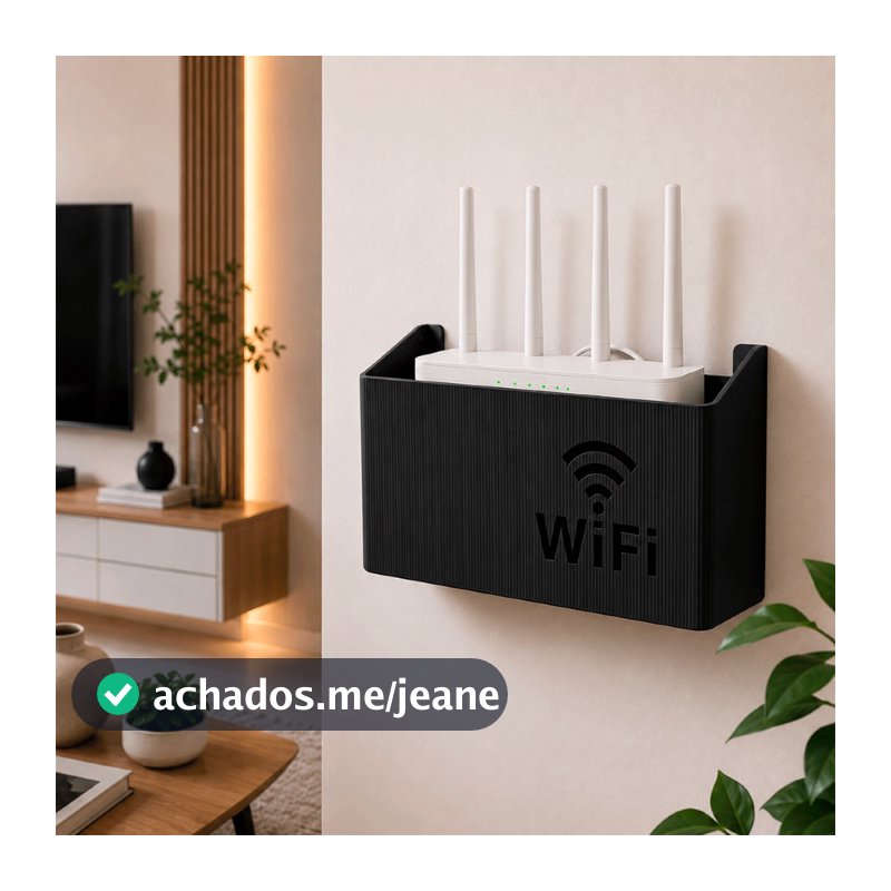 Suporte para Roteador Modem Wi-Fi Repetidor - Organizador de Cabos - Instale sem furar a parede!