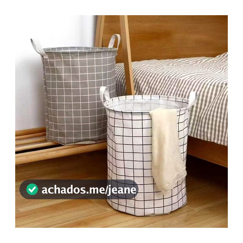 Cesto Organizador Dobravel Multiuso Linho Dobrável À Prova D'água Redondo PREMIUM RESISTENTE