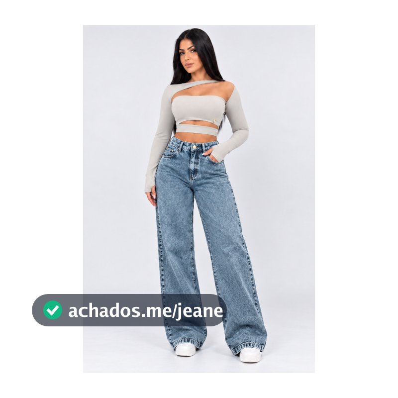 calça wid leg jeans feminina Cintura Alta Cós Alto Cinza Grafit Marmorizada