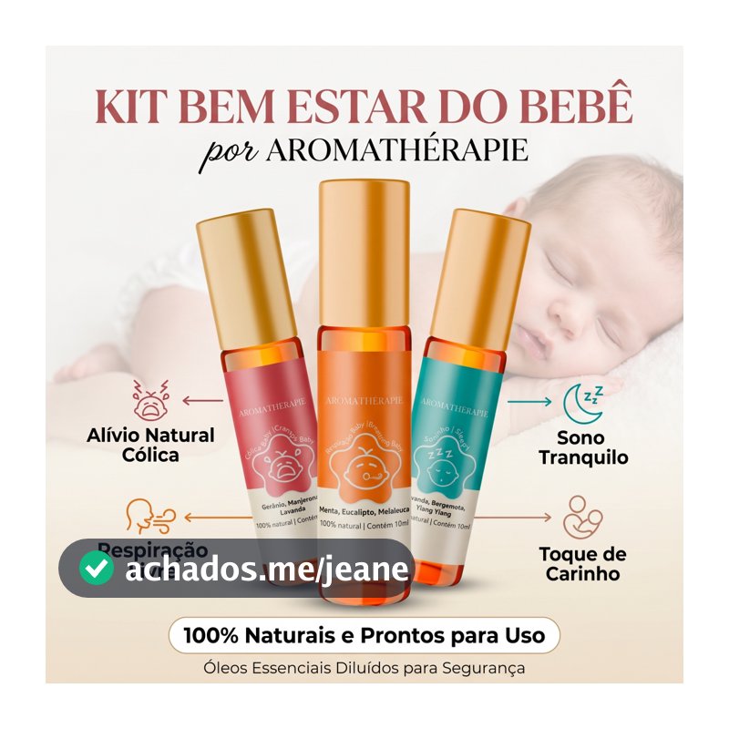 Kit 3 Aromaterapia Bebê Natural Blend Óleos Essenciais Aromathérapie - Kit Bem Estar do Bebê