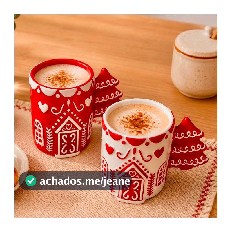 Caneca De Porcelana 350ML - Xícara De Natal Árvore de Natal Mesa Posta