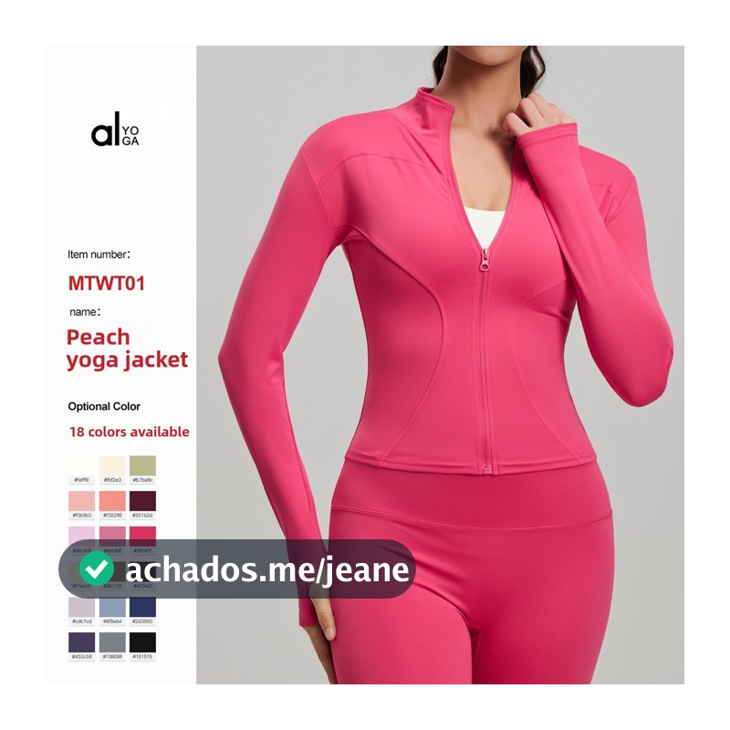 Slim-fit Yoga Wear Jaqueta feminina respirável para corrida esportiva de manga comprida Fitness