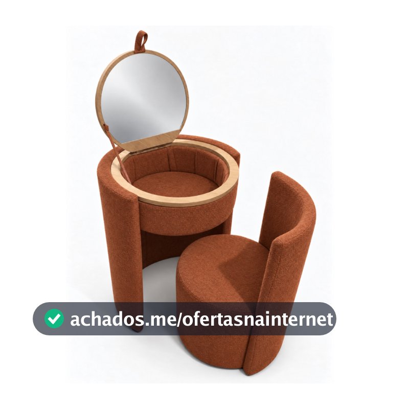 Penteadeira Completa Orgânica Estofada com Espelho e Poltrona Casualia Serena