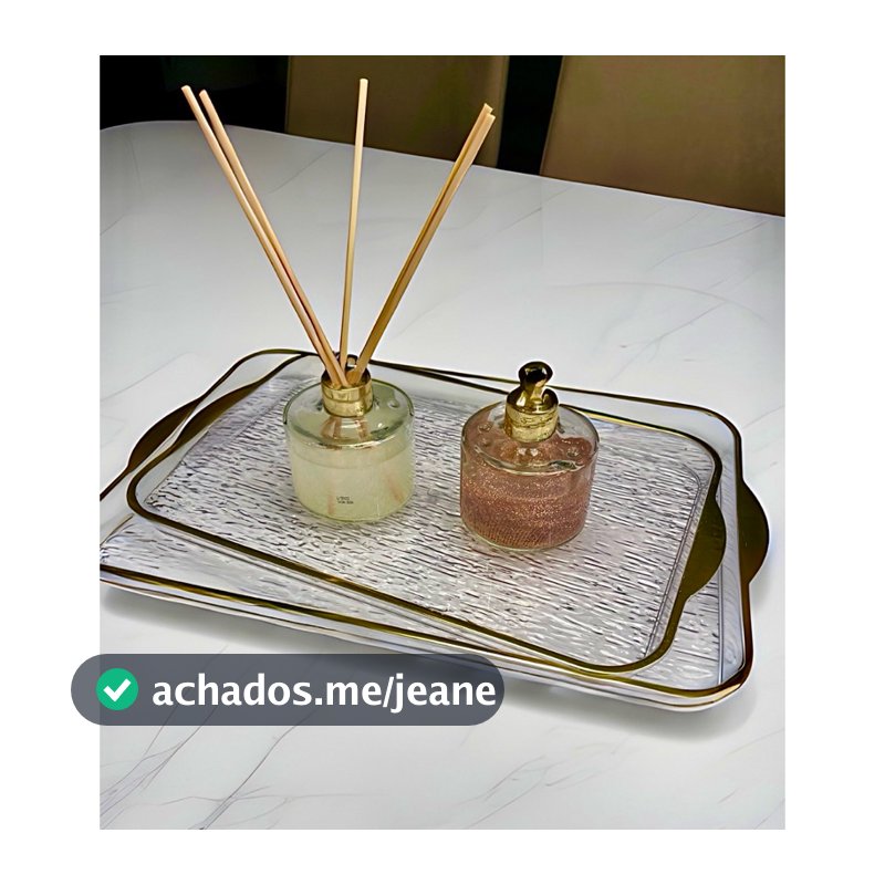 Bandeja Luxo Cristal Decorativa Mesa Cozinha Quarto Lavabo Acrílica Retangular