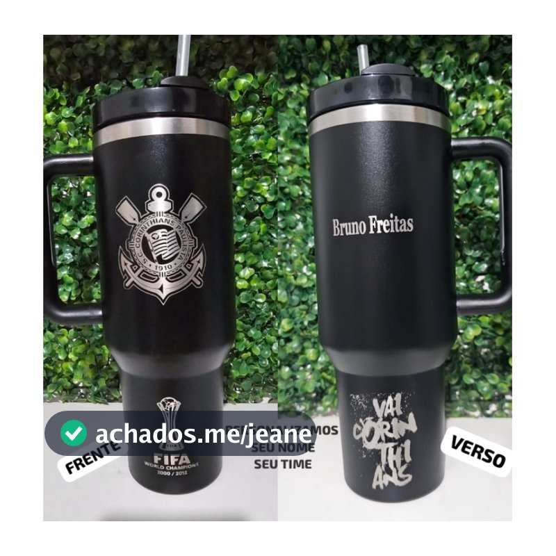 COPO TÉRMICO 1200ml PERSONALIZADO SEU TIME E  SEU NOME.PERSONALIZAÇÃO FRENTE E VERSO