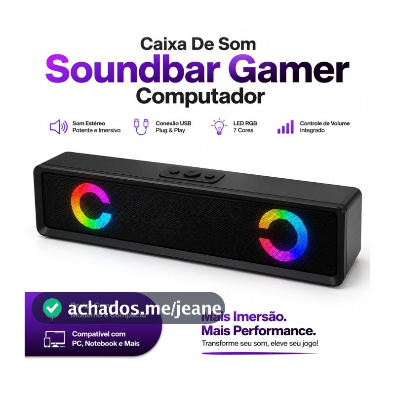 Caixa De Som Pc Computador Notebook Gamer Soundbar Gamer Caixinha Som Subwoofer Para Tv Pc Usb Led