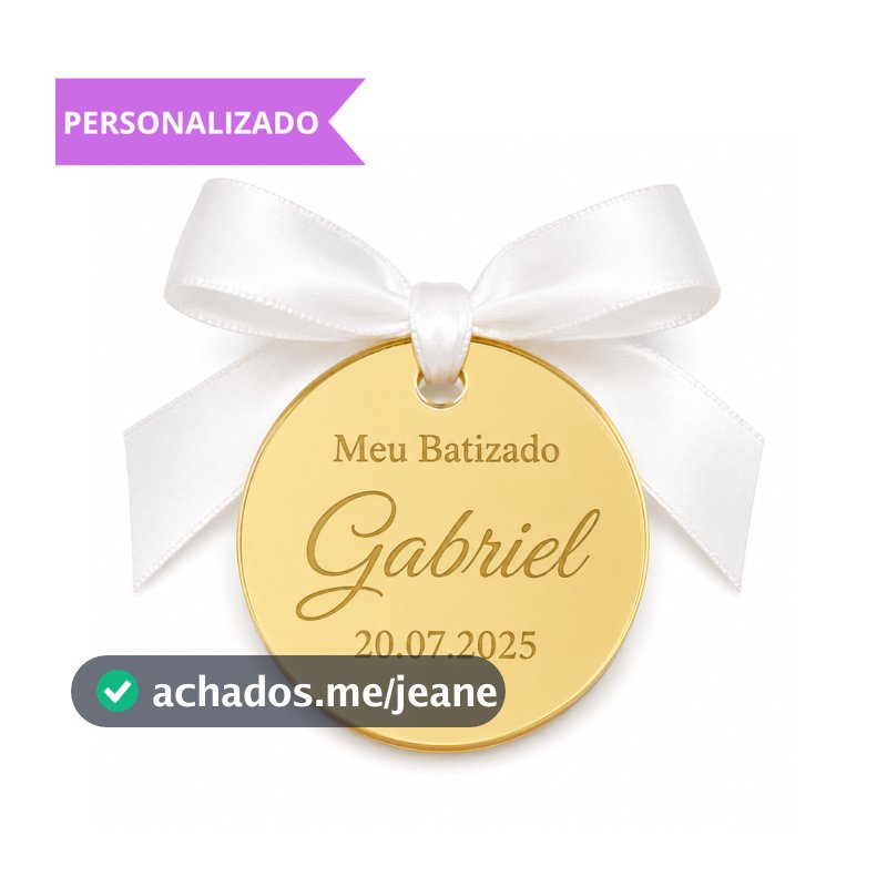 Tag Lembrancinha Personalizada 2,5cm | Batizado Maternidade e Lojas | Acrílico Espelhado