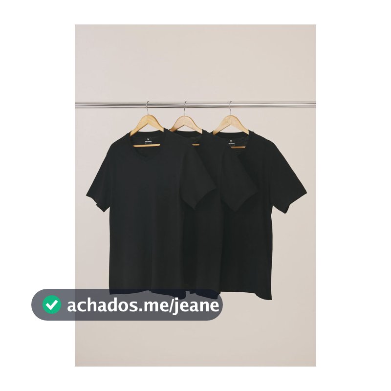 Kit Com 3 Camisetas Masculinas Básicas Slim Gola V