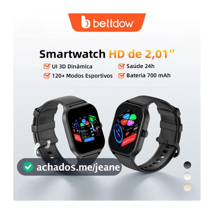 O smartwatch BETTDOW de 700mAh possui uma tela HD de 2,01 polegadas,monitoramento de saúde e uma interface de usuário 3D