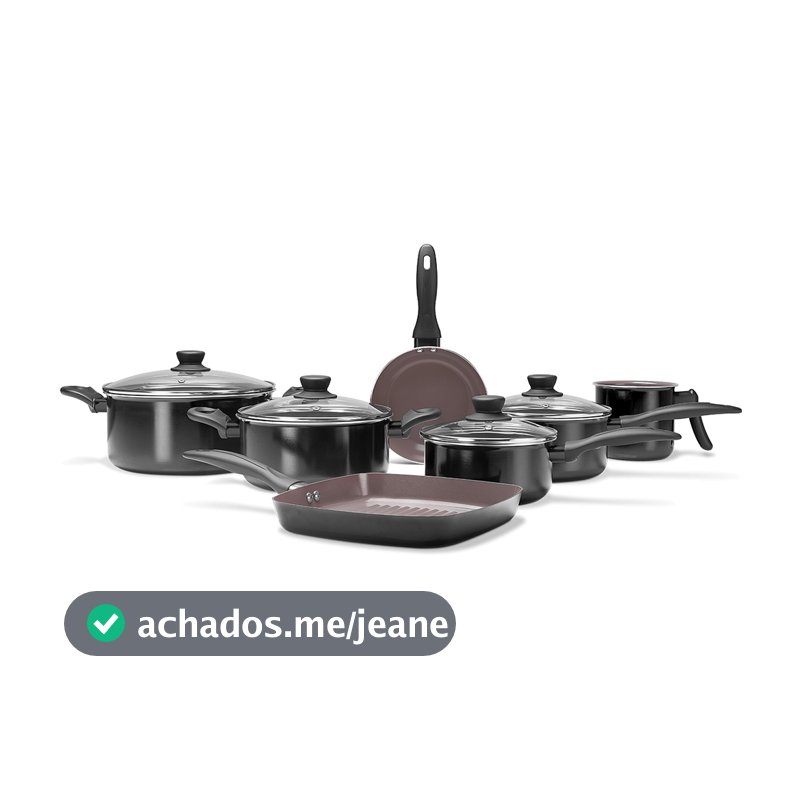 Jogo de Panelas Brinox Ceramic Life - Easy 7 Peças Preto