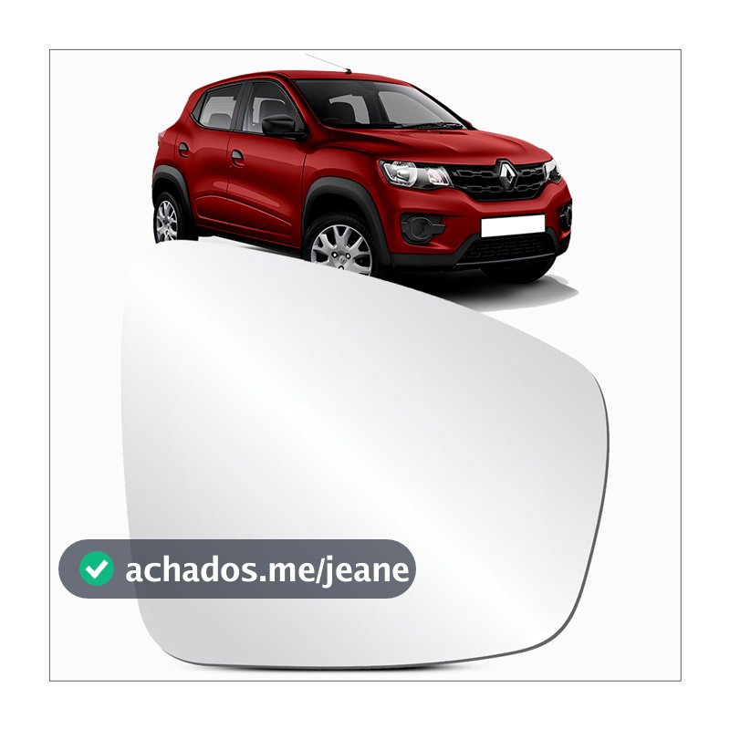 Lente Espelho Vidro Retrovisor Metalizada Com Base Fixada Kwid 2017 a 2025