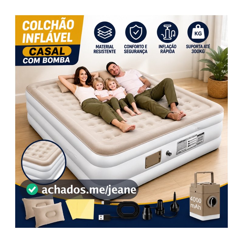 Colchão Inflável Queen Casal Cama De Campanha Bomba Inflável Com Bateria De Lítio Integrada