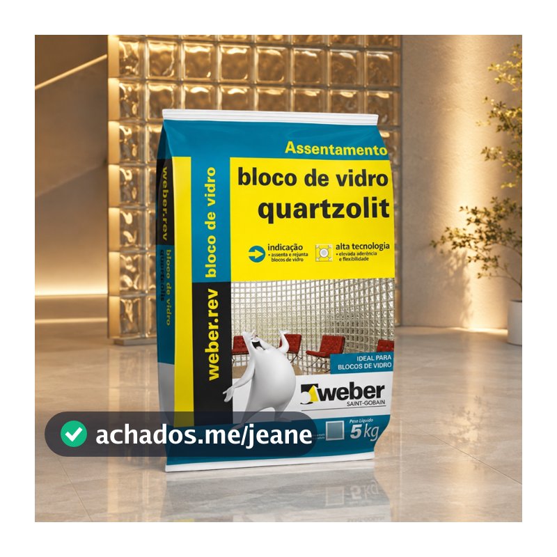 Argamassa Bloco de Vidro Quartzolit Weber 5kg Assentamento Rejunte Alta Aderência Flexível