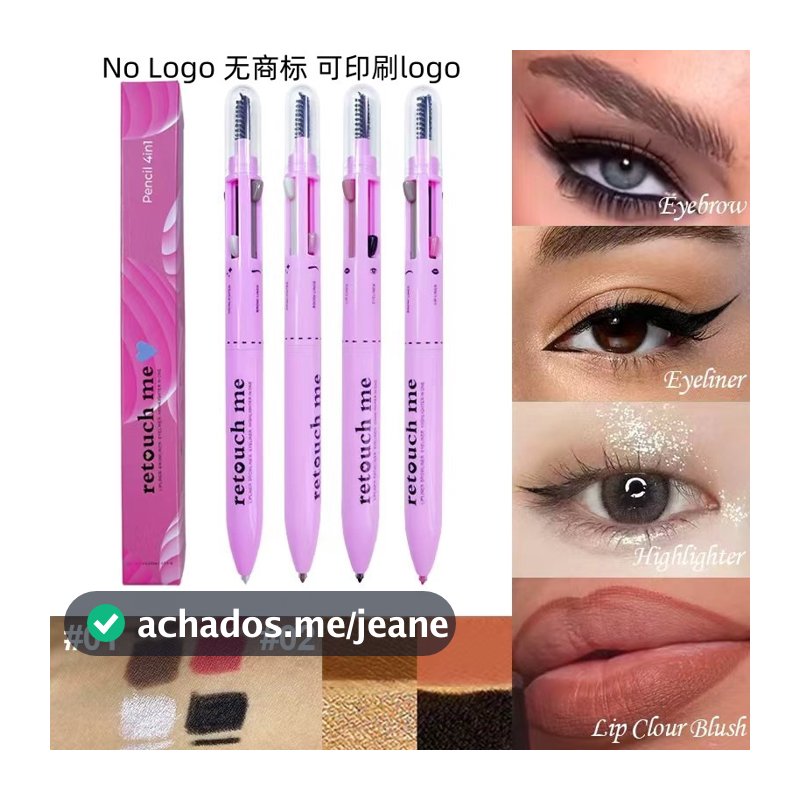BEAUTY GLAZED 4 em 1 Lápis de maquiagem 4 cores Quatro cores Destaque Delineador labial Lápis de sobrancelha 4 em 1makeu