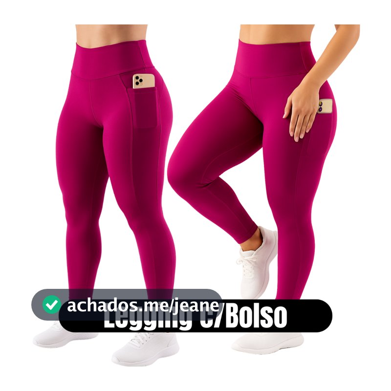 Calça Legging Feminina Cintura Alta com Bolso – Suplex Fitness | Cobertura Reforçada, Baixa Transparência
