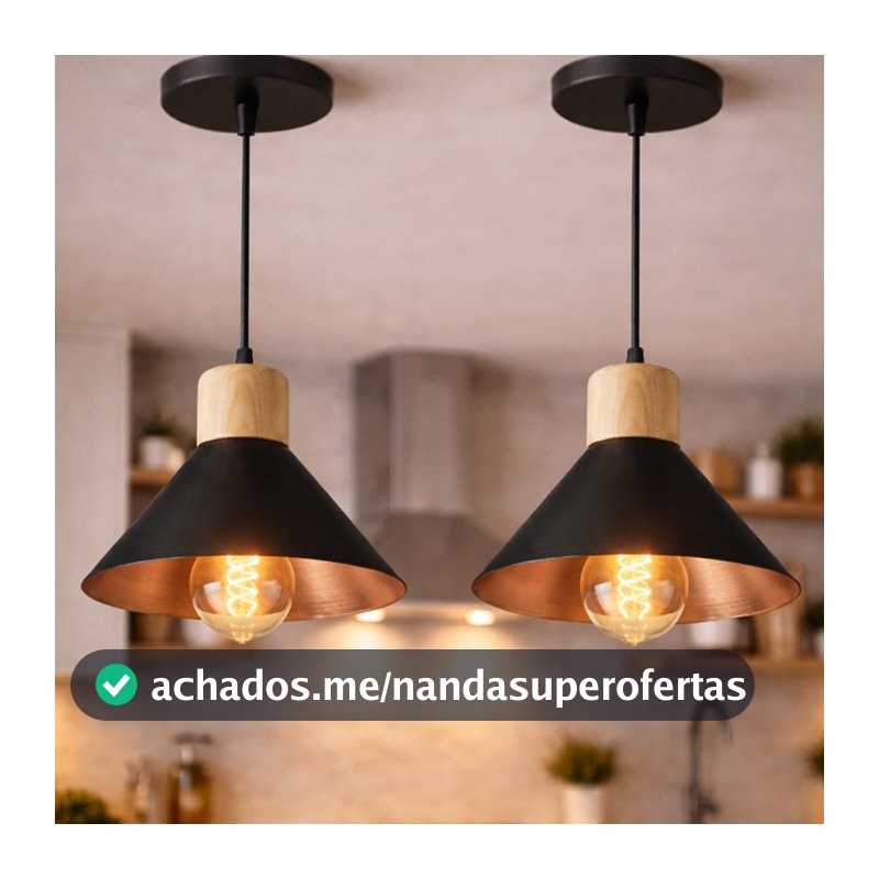 Kit 2 Lustre Pendente de teto Luminária Moderna para Sala Cozinha Moderna Alumínio Não Enferruja Casa Apartamento