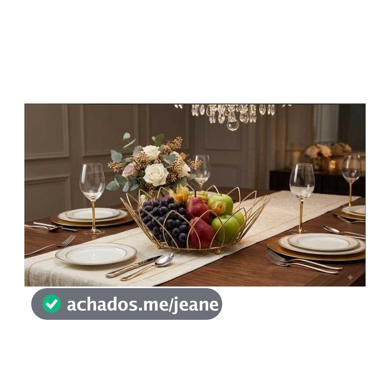 Fruteira de Mesa Aramada Metal Dourado 29cm com Base de Metal e pé de bolinha Organizador Decorativo Premium