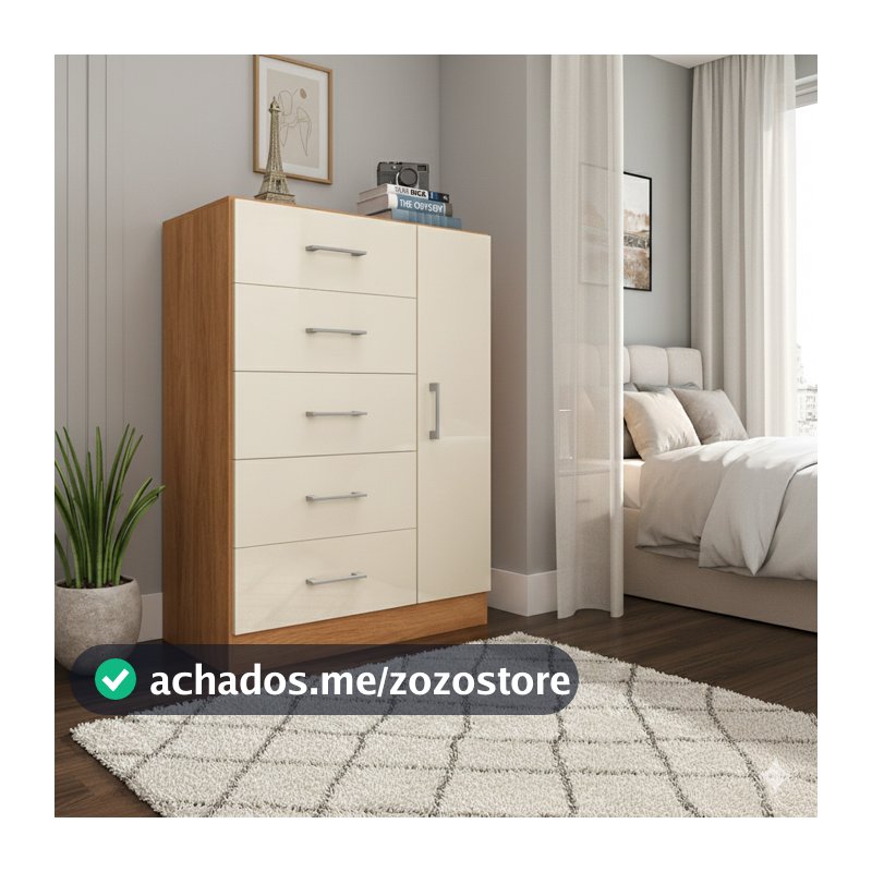 Cômoda Miami 5 Gavetas 1 Porta Sapateira Shark Móveis