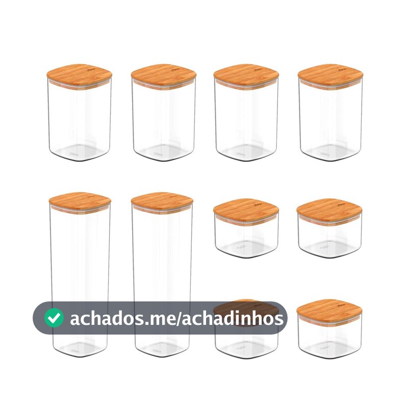 Kit de potes herméticos Ou 10 peças Linha Keep - Natural