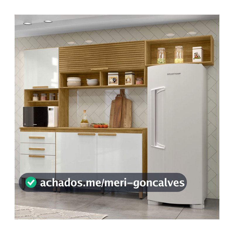 Cozinha Compacta Sara 5 Portas 2 Gavetas Marrocos/Off White - MX Móveis