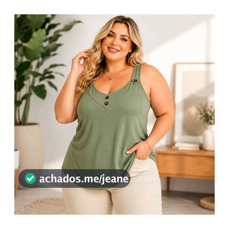 Regata Feminina Plus Size Lisa em Viscolycra Premium com Elastano Confortável Casual GG G1 G2