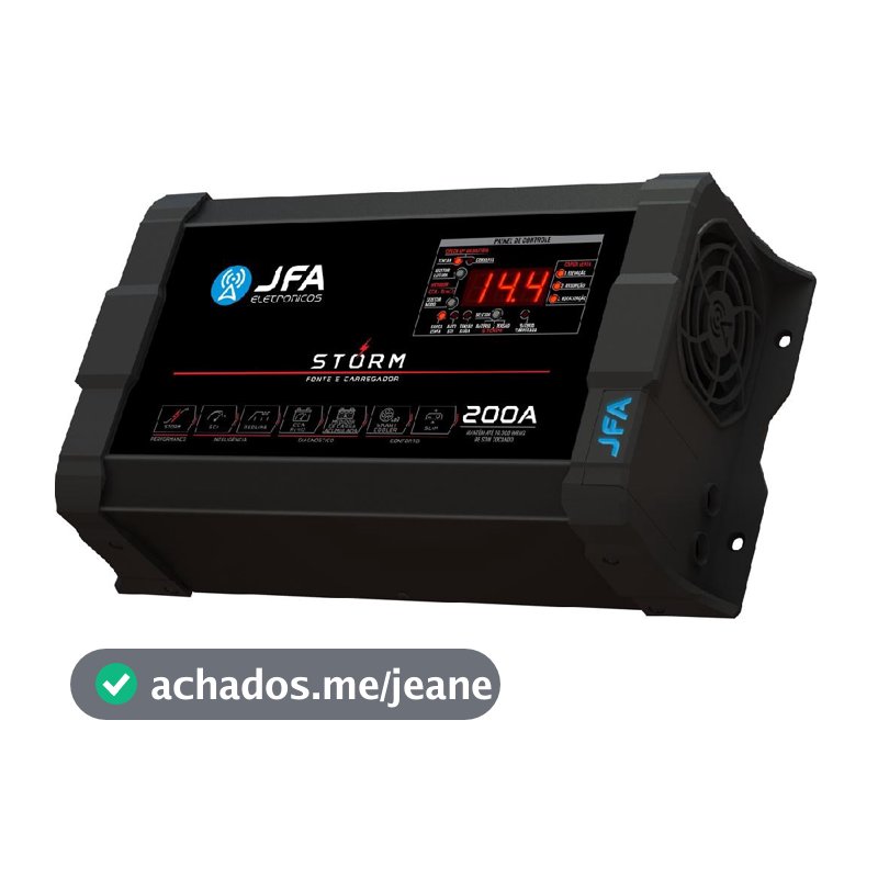 Fonte JFA Storm Plus 200A Bivolt Carregadora de Bateria De Trio Paredão Som Automotivo Festa Show