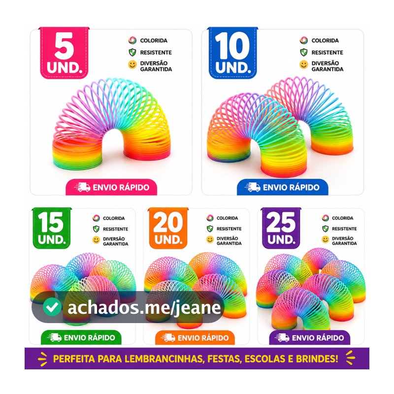 Envio em 24 horas Kit 5,10,15,20,25 Mola Maluca Infantil Colorida Grande – Lembrancinha Festa Aniversário Prenda Escolar