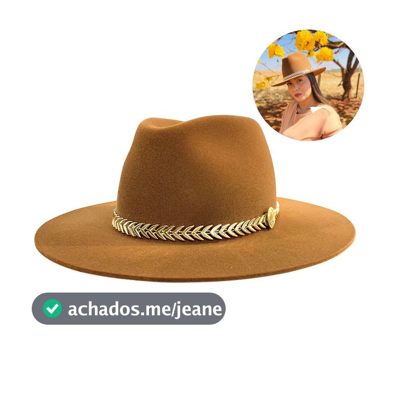 Chapéu Country Fedora Premium Bandinha Golden Brilho Setas Douradas Unissex Modelo Estilo Lauana Prado Castela