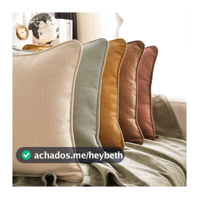 Almofada Decorativa 45x45 ou 50x50 Linho ou Veludo C Vivo Enchimento Sofá Cama
