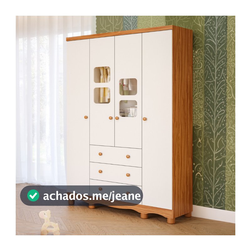 Guarda Roupa Infantil 4 Portas 3 Gavetas 100% MDF Uli