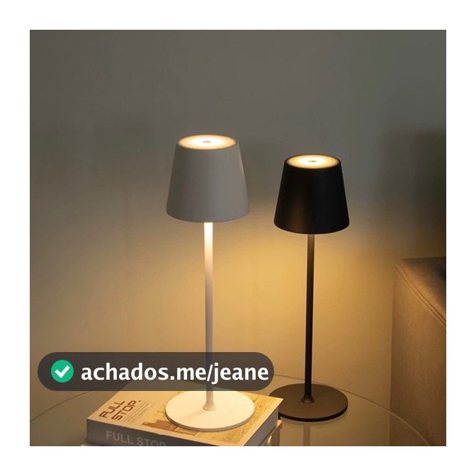 Luminária Abajur Mesa Led Touch Dimerizável S/ Fio Recarregável Base Redonda