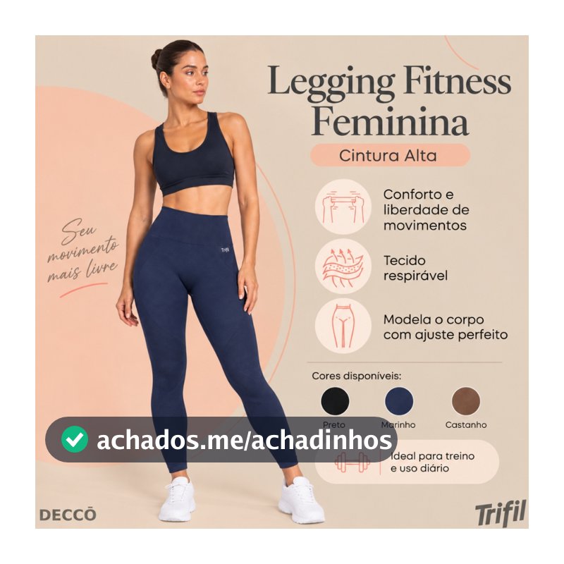 Calça Legging Trifil Feminina Fitness Sem Costura Respirável Para Academia