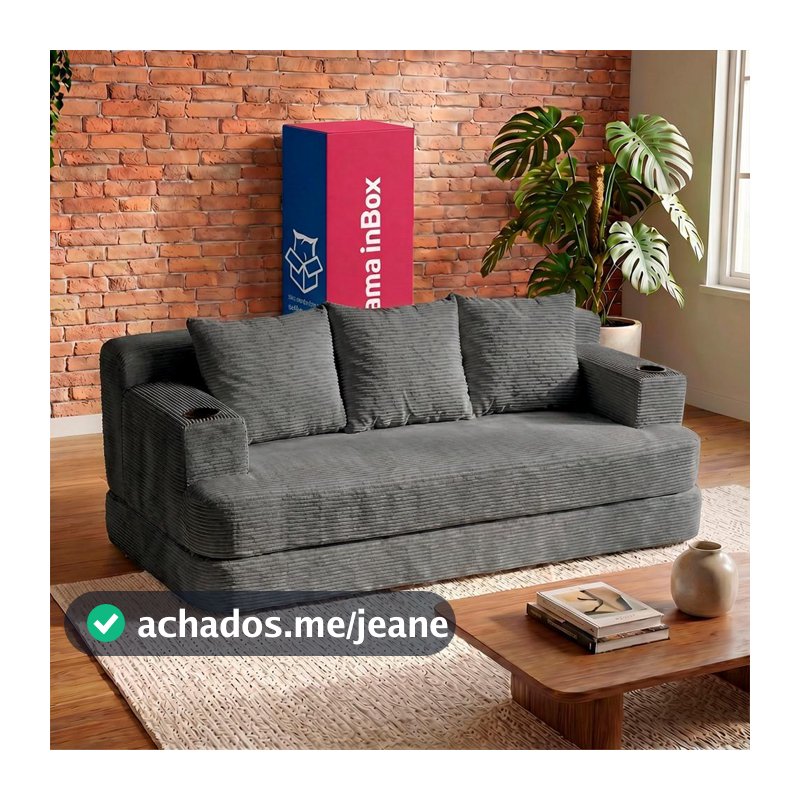 Sofá Cama Nami. 1,88m Xpand Tech Tecido Velourê Cama inBox