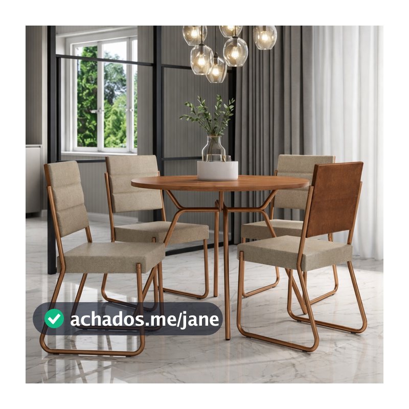 Conjunto Sala de Jantar 4 Cadeiras San Francisco Carraro Rosê