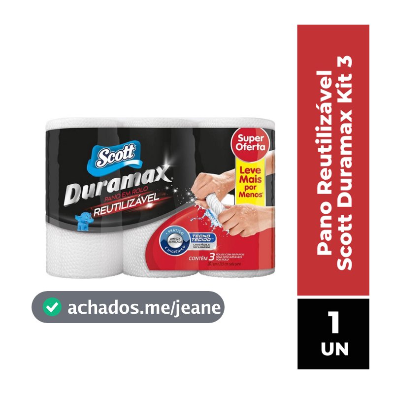 Pano Reutilizável Scott Duramax Kit 3 Unidade Branco