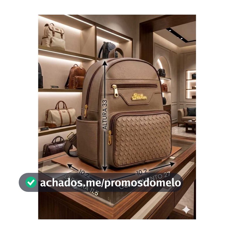 Mochila Femenina Casual, Linda ,Luxosa Con Tres Compartimentos, Bolsos Laterais, Alza Regulavel+Pom Pom a Pronta Entrega
