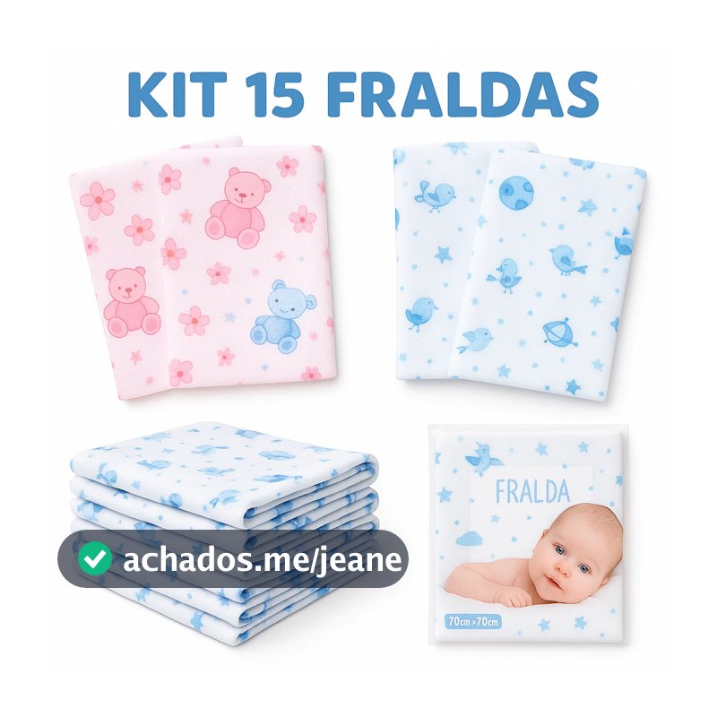 Fralda de Pano Bebê 60cm x 60cm 100% algodão Minasrey Pacote Enxoval para bebê maternidade