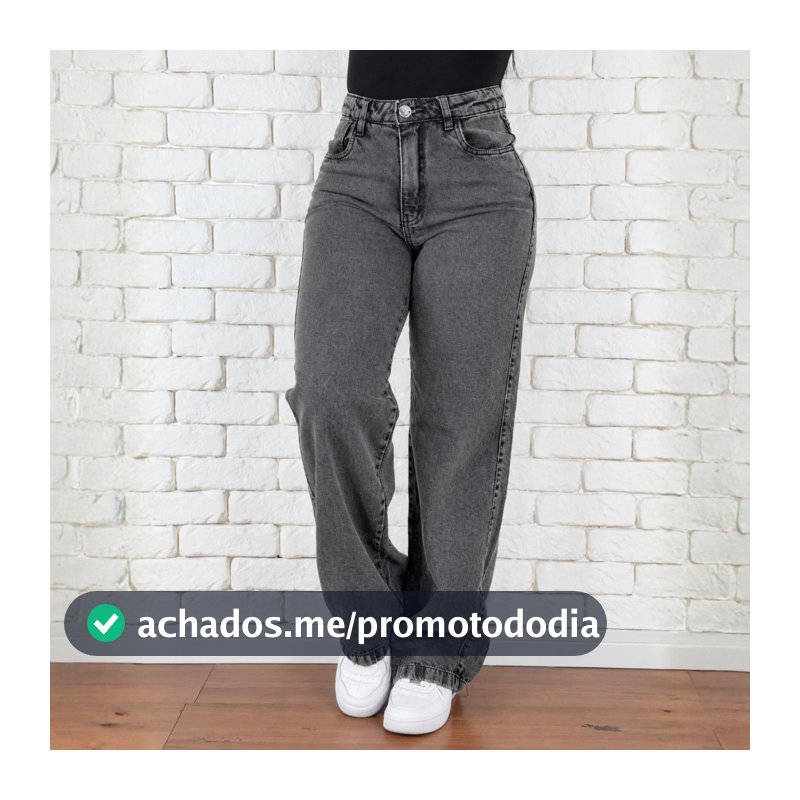 Calça Jeans Feminina Wide Leg Premium Cintura Alta Levanta Bumbum