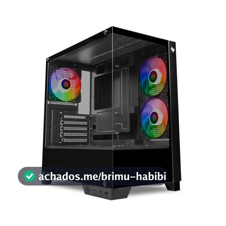 Gabinete Gamer Pichau Magpie 4XB, Mini-Tower, Lateral de Vidro, Com 3 Fans, Preto, PG-MAG4XB-BK3F