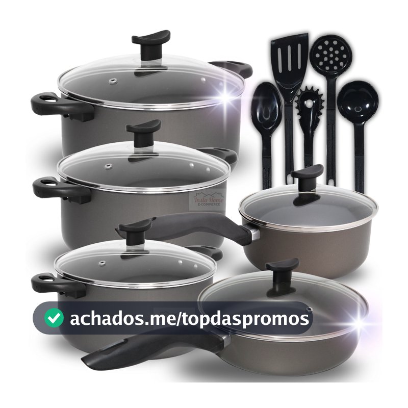 Jogo de Panelas Caçarolas GRANDE 10 Peças Antiaderente Teflon Premium Frigideira grande Turbinadão