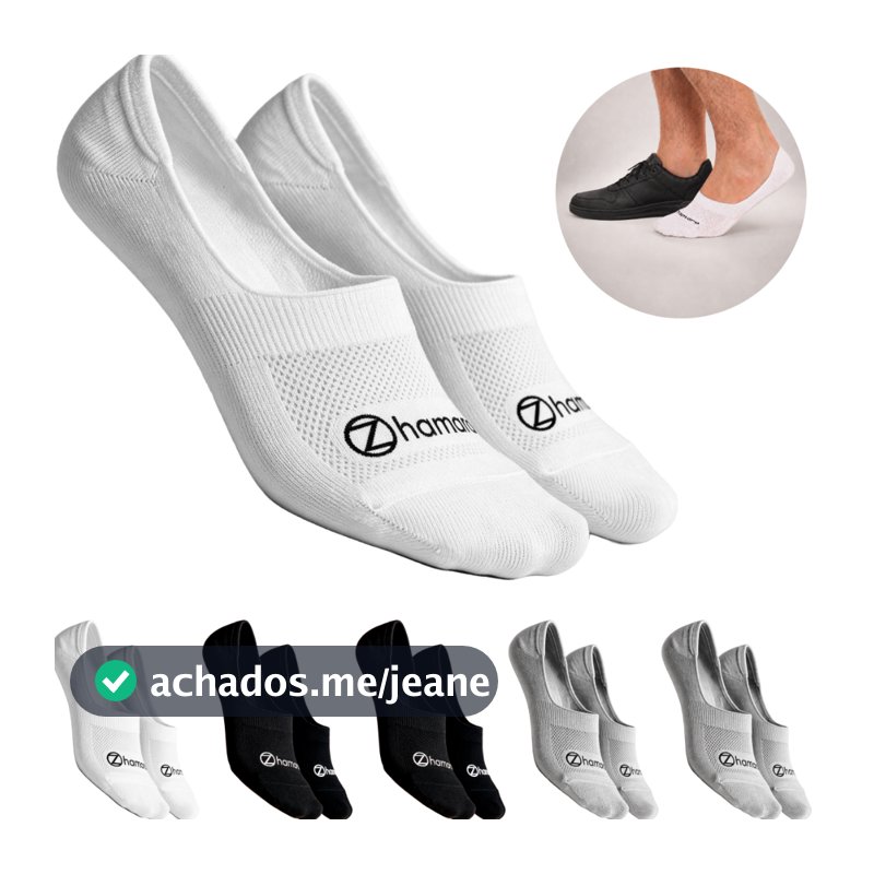 Kit 6 Pares Meias Zhamaro Algodão Sapatilha 100% Feminino Masculino Unissex Com Silicone